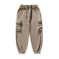 thumbnail image 4 of Men's Fleece Elastic Waist Cargo Pants with Pockets – Thick Solid Casual Comfort Fit, 4 of 9