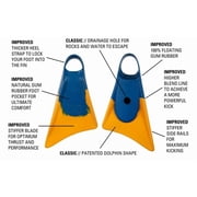 Churchill Makapuu Adult Unisex Floating Rubber Swim Fins, Blue/Orange, Large