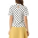 thumbnail image 3 of INSPIRAR CHIC Blusa de Manga Corta con Cuello de Pie y Pliegues de Lunares para Mujeres 3XL Blanco Negro, 3 of 7