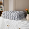 thumbnail image 4 of SHANNA Rabbit Plush Faux Fur Throw Blankets, 1000GSM Soft Warm Thick Cozy Throws, Double Sided Fluffy Plush Blanket for Sofa Couch Bed Living Room in Fall Winter, 4 of 11