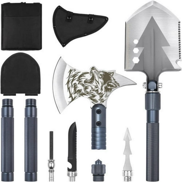 Outdoor Folding Shovel Axe Multi Tool Survival Kits Camping Axe Military Shovel