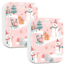 Yayeee 2-Pack Plug in LED Night Lights with Light Sensors Motion Detectors, Pink Christmas Snowman