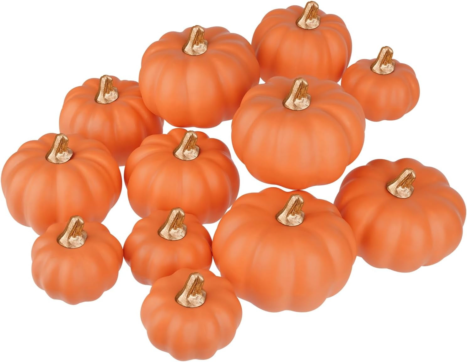 Artificial Pumpkins Bulk 12Pcs Assorted Sizes Harvest Lifelike Pumpkin