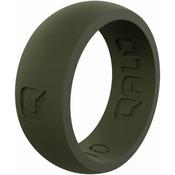 QALO Men's Silver Classic Silicone Ring – Durable Wedding Bands with Flexible Comfortable Fit – Skin-Friendly and Lightweight Design – Size 12