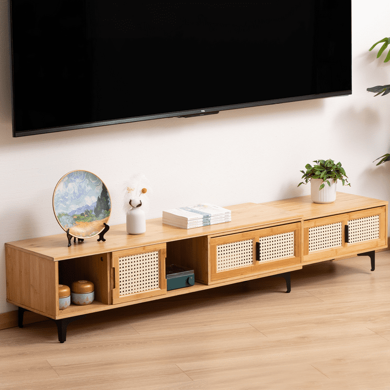 Bamboo media console discount
