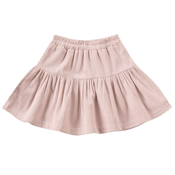 Generic Girls Tiered Layer Mini Skirt Flowy High Waisted Smocked Skirt Casual Cute Pleated Flowy Elastic Skirts for 1-7 Years