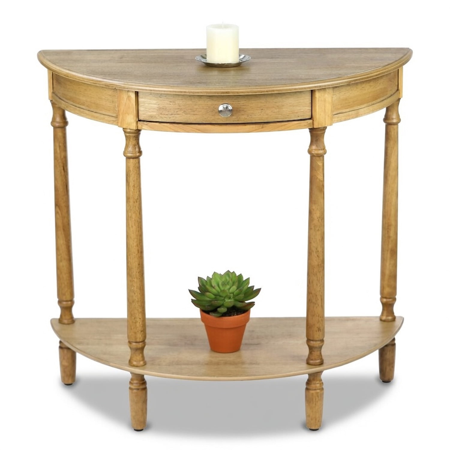 Decor Therapy Truro Half-Round Console Table with Drawer and Shelf - Traditional Entry Table for Foyer and Living Room, Seadrift Finish