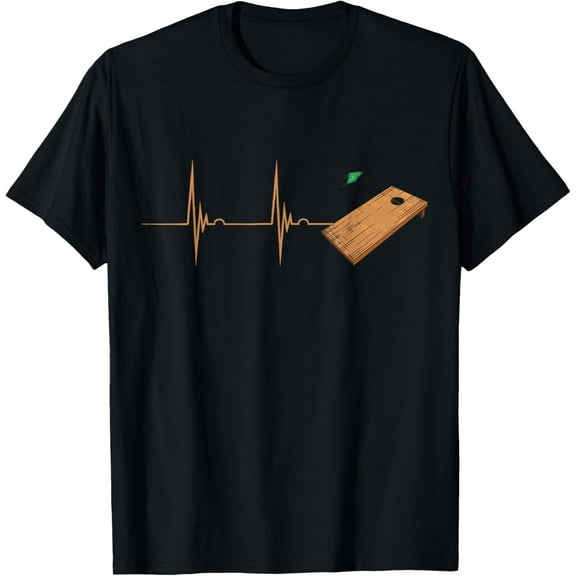 Playful Comfort Tee - Cornhole Tossing Bag Board Heartbeat EKG Puls Toss Game T-Shirt