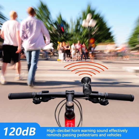 TWOOC 120dB Electric Bicycle Horn Waterproof IPX4 Loud Bike Bell with Silicone Straps, Battery Operated Cycle Alarm Horn for MTB Road Bikes, Model EH-2