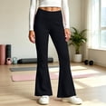 thumbnail image 3 of BXJX Girls Leggings 2 Pieces 10-12, Sports Elastic Waist Stretchy Slim Base Layer Flare Pants, 3 of 8
