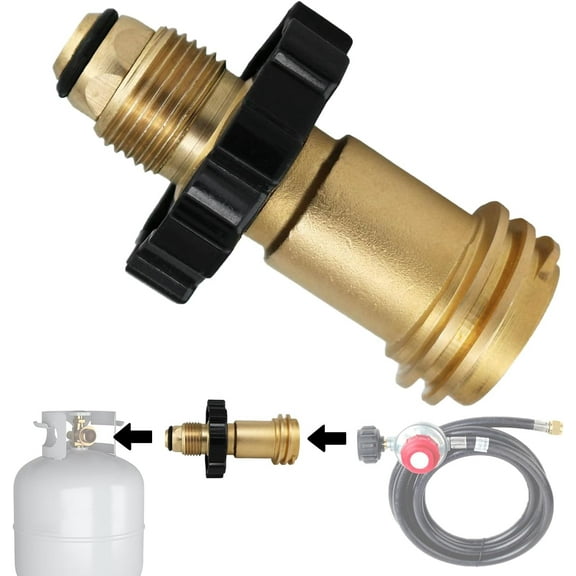 Propane Tank Adapter, Propane Hose Adapter, Propane POL Gas Bottle Filling Adapter, Convert POL to QCC1 / Type 1, Brass Solid, Easy to Install (With handwheel)