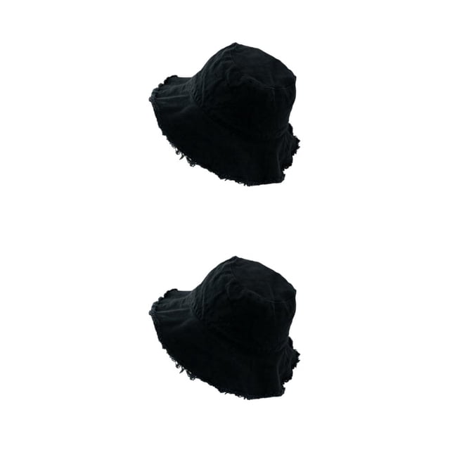 kurtrusly Bucket Hat Fashionable Sun Protection For Outdoor Activities Casual Comfort black 2Set