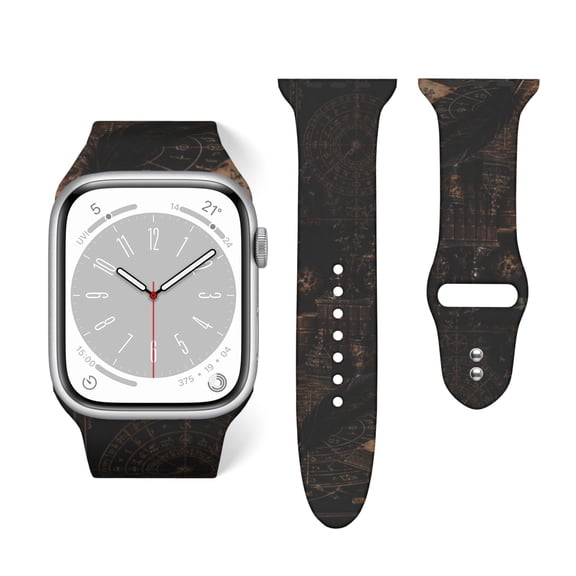 Dark Esoteric Study Art Soft Silicone Sport Band 38mm40mm Wristband for Apple Watch, Waterproof Buckle Strap for Series 9/8/7/6/SE/Ultra