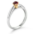 thumbnail image 3 of Gem Stone King 0.22 Ct Round Red Rhodolite Garnet 925 Silver and 10K Yellow Gold Solitaire Engagement Ring (Size 9), 3 of 4