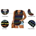 thumbnail image 2 of CASSIE LIZ Plus Size Tank Tops For Women Rainbow Striped Tee Strappy Hollow-out Neck Sleeveless Pullover Loose Hem Summer Shirts XL 14W 16W, 2 of 3