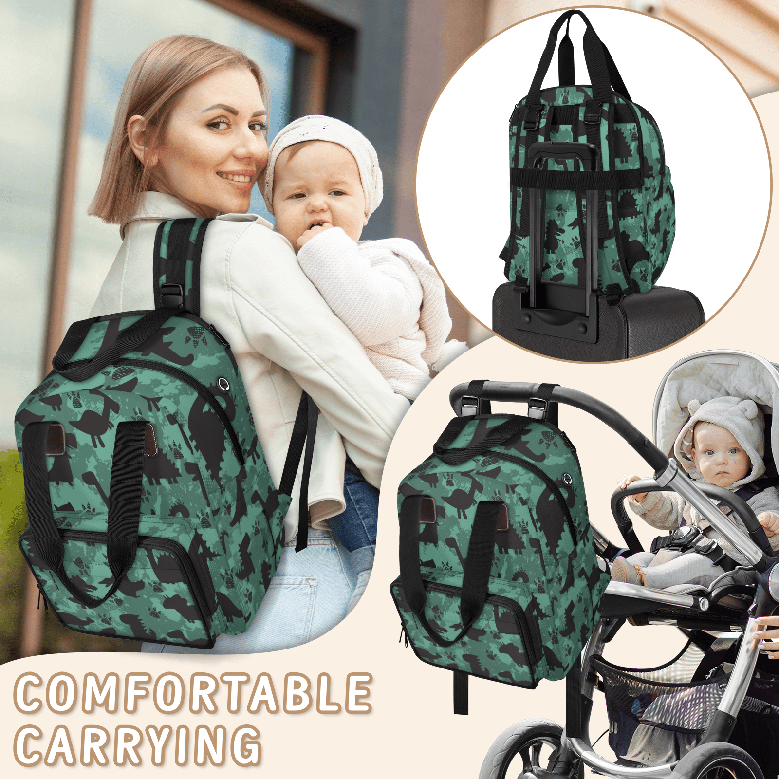 Diaper Bag Backpack for Dad Mom,Modern Baby Bag with Insulated Bottle Pocket,Large Diaper Bags Unisex for Travel