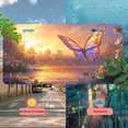 thumbnail image 5 of 1 Pcs 2D Flat License Plate Covers & Frames, Butterfly at Sunset For Decorative Front, Waterproof For Decoration Aluminum License Plate Covers & Frames Cover For Men Women, 12" X 6", 5 of 7
