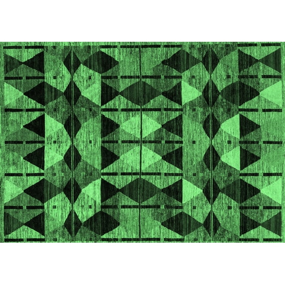 Ahgly Company Indoor Rectangle Oriental Emerald Green Modern Area Rugs, 7' x 10'