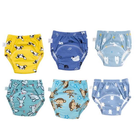 TELOLY 6 Pack Unisex Cotton Reusable Potty Training Underwear Breathable Toddler Boys and Girls Pee Training Underpants Waterproof Training Pants