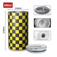 thumbnail image 4 of 20oz Coffee Tumblers Yellow and Black Checkered Pattern Stainless Steel Vacuum Insulated Travel Tumbler Coffee Cups Mug with Lid and Straw with Cleaning Brush for Cold & Hot Drinks, 4 of 5