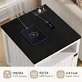 thumbnail image 3 of Vividwood Farmhouse End Table with Charging Station, 24" Large Side Table with Open Shelf and Barn Door Storage, White, 3 of 7