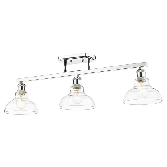 Golden Lighting Carver 3-Light Semi-Flush in Chrome with Clear Glass
