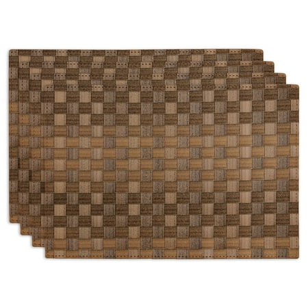 

Leather Brown Basketweave Rectangle Woven Placemat (Set of 4)