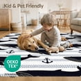 thumbnail image 4 of ODIKA 2'x3' Washable Accent Rug Pet Friendly, Bedside Mat Hooked Marine Whale Pod Motif Border Frame Wave Boat Nautical Refined Structured for Bedroom, Nursery, RV, 4 of 7