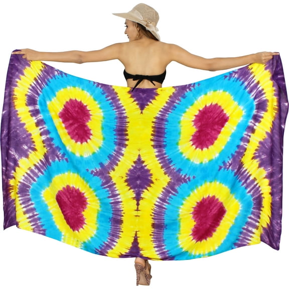 HAPPY BAY Women's Beach Wrap Bikini Swimwear Swim Cover up Bathing suit Summer Wraps Swimsuit Beachwear Sarong Coverups Skirts for Women One Size Purple, Tie Dye
