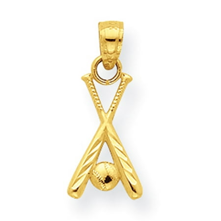 Sport Charm Baseball - Lex & Lu 10k Yellow Gold Baseball w/Bats Charm