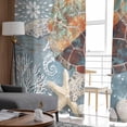 thumbnail image 4 of Coastal Turtle Semi Sheer Curtains 84 Inch Length 2 Panels Set, Teal Nautical Ocean Starfish Coral Sheer Kitchen Curtain Privacy Voile Window Curtain for Living Room Bedroom Rod Pocket Drapes, 4 of 7