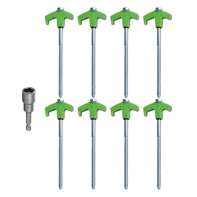 Estacas de Metal para Carpas de 200 mm X 8 Piezas, Clavijas para Acampar, Anclajes para Taladrar en el Suelo, Tornillos en Espiral con Enchufe Hexagonal, Estacas para Acampar C