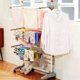 thumbnail image 4 of Foldable Rolling 3-Tier Clothes Laundry Drying Rack with Stainless Steel Hanging Rods, Collapsible Shelves and Base for Easy Storage, Made-in-Korea, Premium Size, Orange, 4 of 6