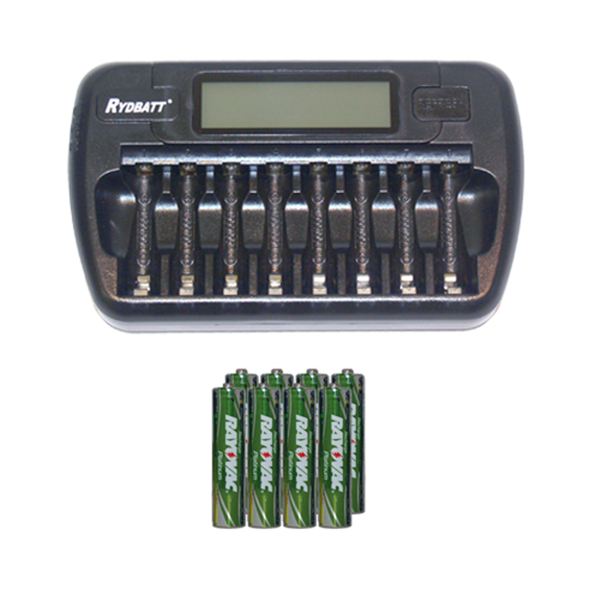 8 Bay AA / AAA LCD Battery Charger + 8 AAA 750 mAh Rayovac NiMH