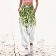 thumbnail image 3 of Gibobby Pantalones mujer moda Pantalones de chándal con estampado inferior para mujer Bolsillos Cintura alta Deportivo Gimnasio Ajuste(Verde,XG), 3 of 4