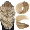 thumbnail image 1 of Lovrio 18 "", 20 piezas, 50 g, cinta adhesiva invisible para cabello humano, Balayage, marrón ceniza, que se desvanece a rubio sucio y rubio platino B8-18-60, 1 of 5