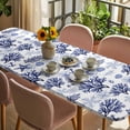 thumbnail image 3 of Navy Blue Coastal Table Cloths for 8 Foot Rectangle Tables, Coral Starfish Seaside Summer Beach Patio Waterproof Elastic Fitted Tablecloths, Washable Rectangular Table Cover for Camping, 3 of 8