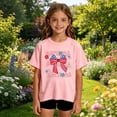thumbnail image 2 of Jamsmile Toddler Girls Tshirts Summer Playful Bwoknot Print T Shirt Soft Short Sleeve Graphic Cute Little Girls T-Shirts Tops, 2 of 4
