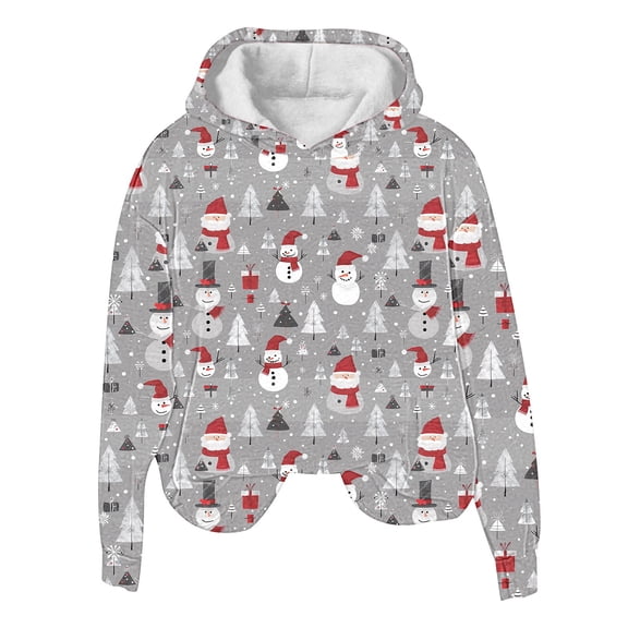 Women Christmas Tree Printed Tshirts Cropped Sweatshirt Long Sleeve Cardigan Sweaters White Fall Tops Boho Long Sleeve Crop Top