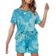 thumbnail image 4 of Puntoco Traje de dos piezas con top de un hombro estampado y sólido de verano para mujer y pantalones cortos con bolsillo Puntoco Puntoco-3603, 4 of 5