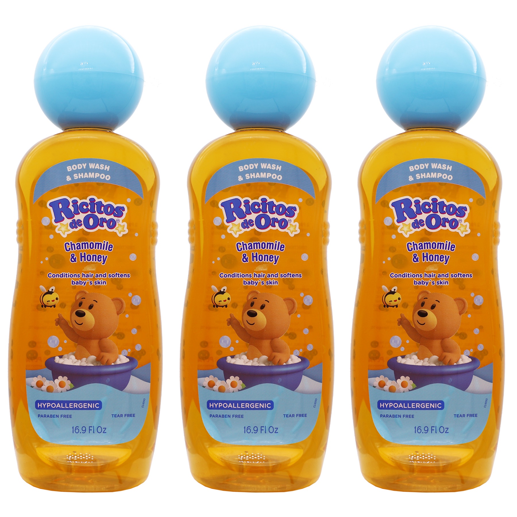 Ricitos de Oro Chamomile & Honey Body Wash and Shampoo, 16.9 fl oz (3-Pack) photo 1