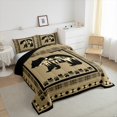 thumbnail image 3 of Feelyou Jungle Bear Print Queen Comforter Set, Gold Triangle Aztec Bedding Sets, Woodland Wildlife Animal Reversible Bedding Comforter Set, Ultra Soft Bedroom Decor, 3 Pieces, 3 of 8