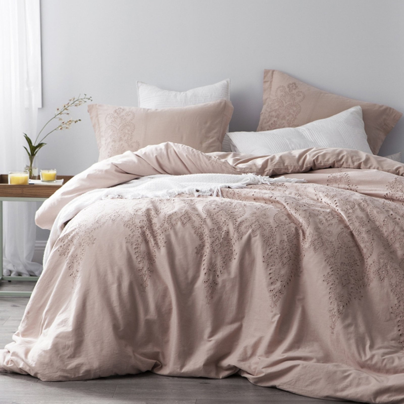 Byb Baroque Stitch Duvet Cover Ice Pink Fawn Embroidery Com