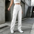 thumbnail image 5 of VBVC Women's Y2K Pull On Cargo Pants , Loose Wide Leg Trousers For Women , Ladies' Elastic Waist Utility Pants with Pockets, White , S-2XL, 5 of 9