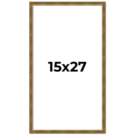 15x27 Frame Gold Kingsley Distressed Solid Wood Picture Frame Width 0.75 Inches | Interior Frame