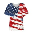 thumbnail image 4 of Nrmvnmi Women's Patriotic Short Sleeve Blouse Shirt Summer American Flag Dressy Casual Loose Cute Cold Shoulder Tunic Top Mothers Day Gifts Independence Day, 4 of 4