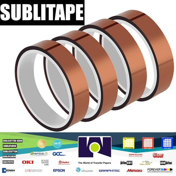 4 rolls Heat resistant tapes sublimation Press Transfer Thermal Tape 20mm*30m
