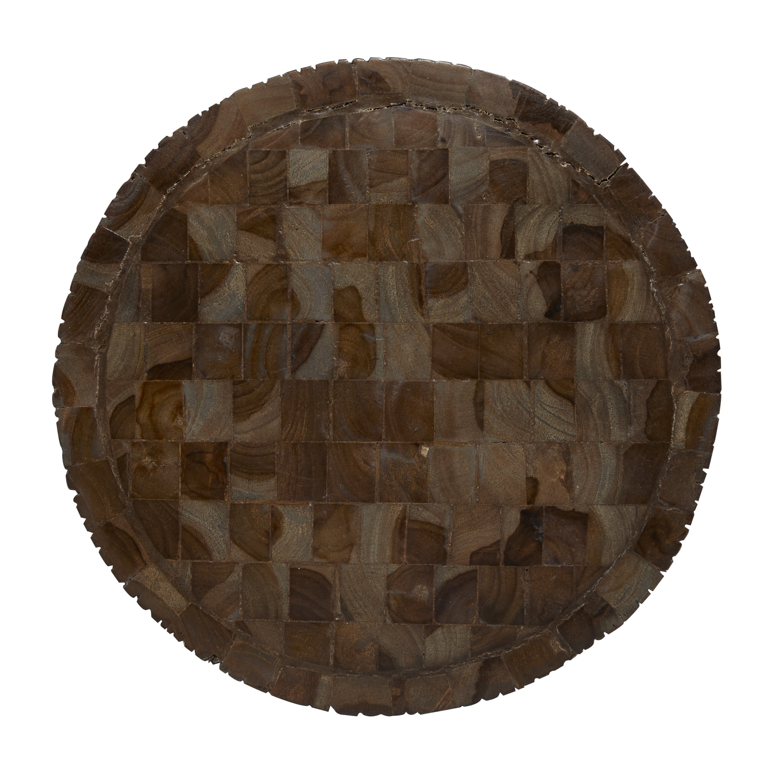 DecMode 12" x 18" Brown Teak Wood Intricately Carved Accent Table, 1-Piece