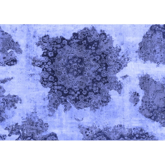 Ahgly Company Machine Washable Indoor Rectangle Abstract Blue Modern Area Rugs, 8' x 12'