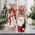 thumbnail image 7 of Wine Christmas Bag, Burlap Wine Bottle Gift Bag with Drawstring, Reusable Wine Bottle Covers for Xmas Christmas Wedding Birthday Holiday Party Decoration (1PC,Santa), 7 of 7